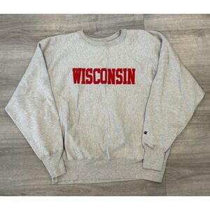 Vintage Champion Reverse Weave‎ Wisconsin Stitched Crewneck Sweatshirt Size XL